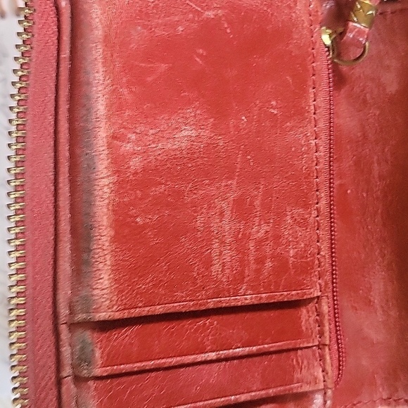 Elliott Lucca Red Leather Woven Zip Around Wristlet Wallet - Picture 8 of 8